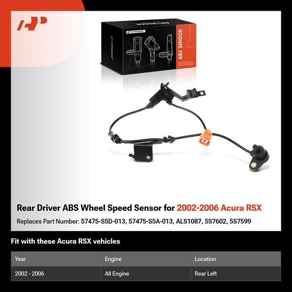 Rear Driver ABS Wheel Speed Sensor for 2002-2006 Acura RSX