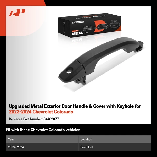 Upgraded Metal Exterior Door Handle & Cover with Keyhole for 2023-2024 Chevrolet Colorado