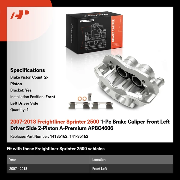 2007-2018 Freightliner Sprinter 2500 1-Pc Brake Caliper Front Left Driver Side 2-Piston A-Premium APBC4606