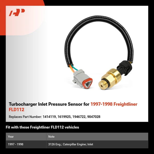 Turbocharger Inlet Pressure Sensor for 1997-1998 Freightliner FLD112