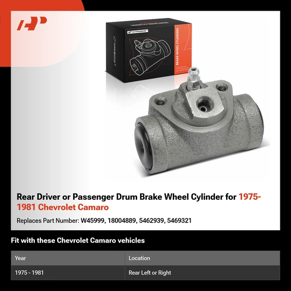 Rear Driver or Passenger Drum Brake Wheel Cylinder for 1975-1981 Chevrolet Camaro