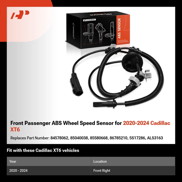 Front Passenger ABS Wheel Speed Sensor for 2020-2024 Cadillac XT6