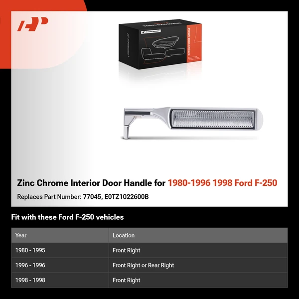 Zinc Chrome Interior Door Handle for 1980-1996 1998 Ford F-250