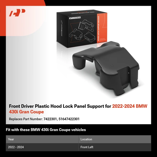 Front Driver Plastic Hood Lock Panel Support for 2022-2024 BMW 430i Gran Coupe
