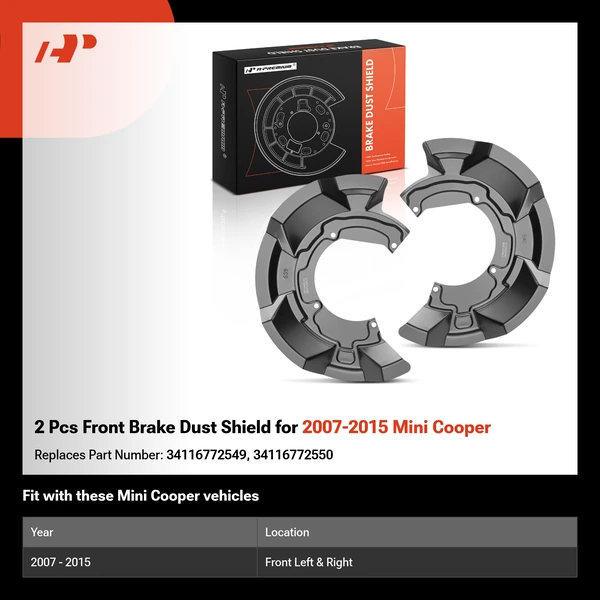 2 Pcs Front Brake Dust Shield for 2007-2015 Mini Cooper