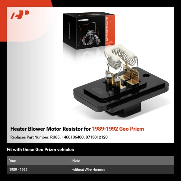 Heater Blower Motor Resistor for 1989-1992 Geo Prizm