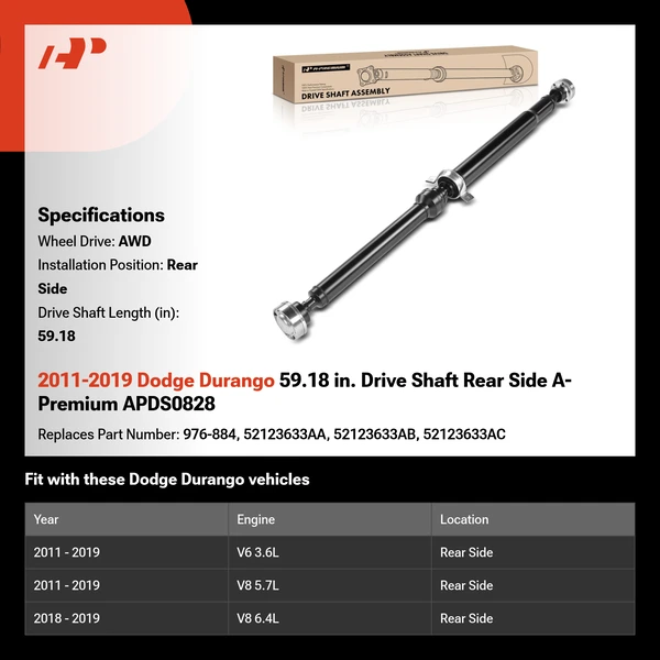 2011-2019 Dodge Durango 59.18 in. Drive Shaft Rear Side A-Premium APDS0828