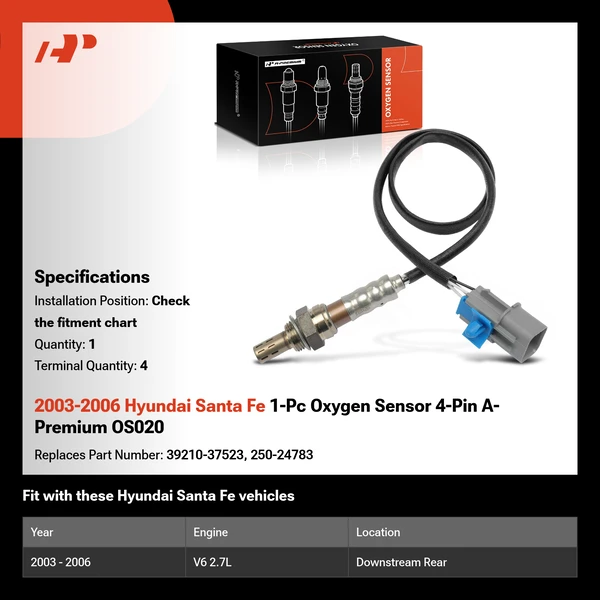 2003-2006 Hyundai Santa Fe 1-Pc Oxygen Sensor 4-Pin A-Premium OS020