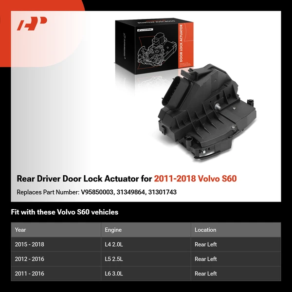 Rear Driver Door Lock Actuator for 2011-2018 Volvo S60