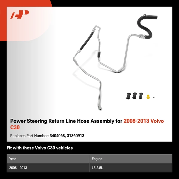 Power Steering Return Line Hose Assembly for 2008-2013 Volvo C30
