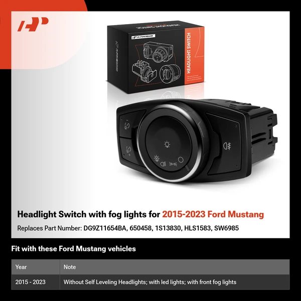 Headlight Switch with fog lights for 2015-2023 Ford Mustang