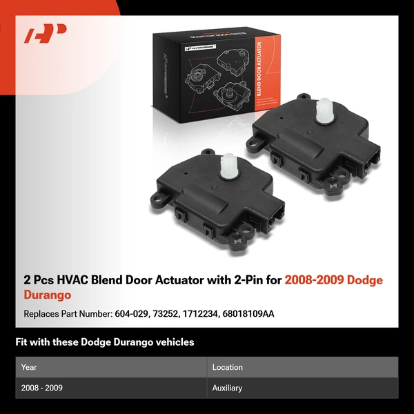 2 Pcs HVAC Blend Door Actuator with 2-Pin for 2008-2009 Dodge Durango