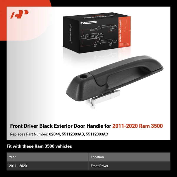 Front Driver Black Exterior Door Handle for 2011-2020 Ram 3500