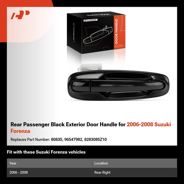 Rear Passenger Black Exterior Door Handle for 2006-2008 Suzuki Forenza