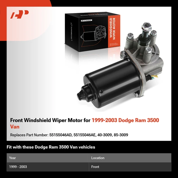 Front Windshield Wiper Motor for 1999-2003 Dodge Ram 3500 Van