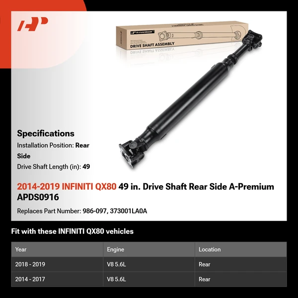 2014-2019 INFINITI QX80 49 in. Drive Shaft Rear Side A-Premium APDS0916