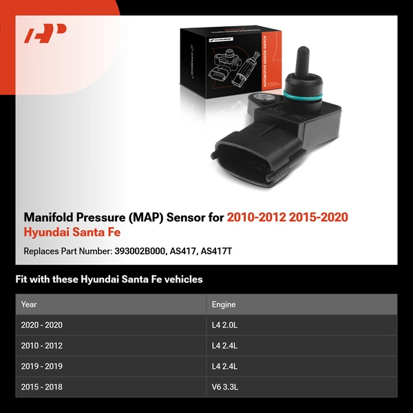 Manifold Pressure (MAP) Sensor for 2010-2012 2015-2020 Hyundai Santa Fe