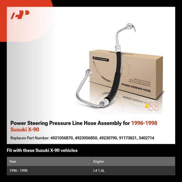 Power Steering Pressure Line Hose Assembly for 1996-1998 Suzuki X-90