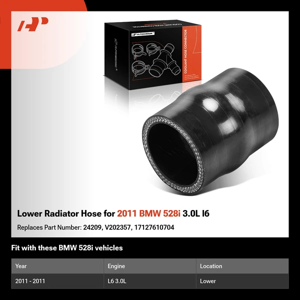 Lower Radiator Hose for 2011 BMW 528i 3.0L l6