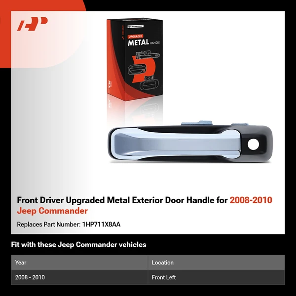 Front Driver Upgraded Metal Exterior Door Handle for 2008-2010 Jeep Commander
