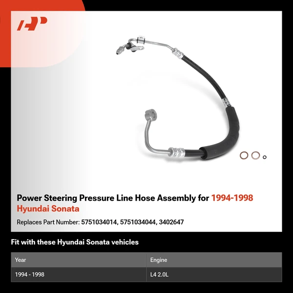 Power Steering Pressure Line Hose Assembly for 1994-1998 Hyundai Sonata