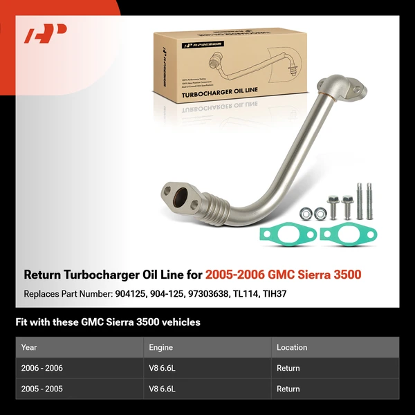 Return Turbocharger Oil Line for 2005-2006 GMC Sierra 3500