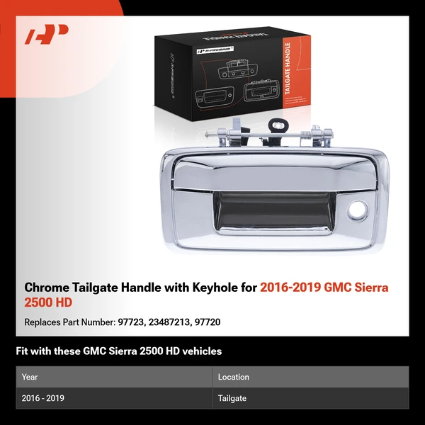 Chrome Tailgate Handle with Keyhole for 2016-2019 GMC Sierra 2500 HD