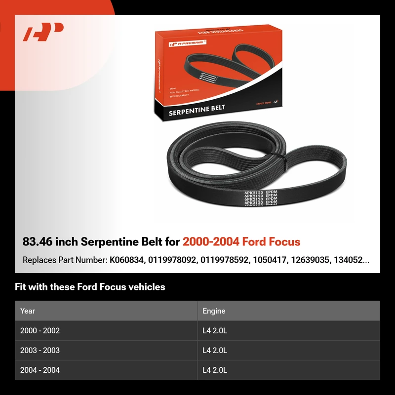 83.46 inch Serpentine Belt for 2000-2004 Ford Focus