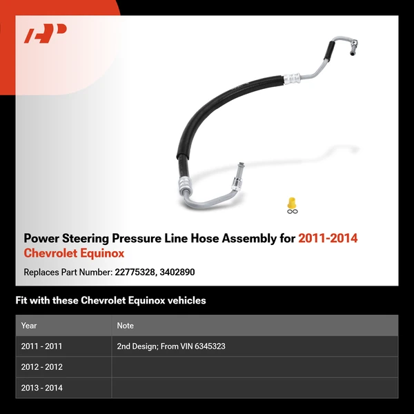 Power Steering Pressure Line Hose Assembly for 2011-2014 Chevrolet Equinox