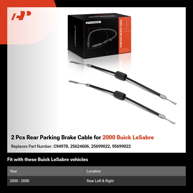 2 Pcs Rear Parking Brake Cable for 2000 Buick LeSabre