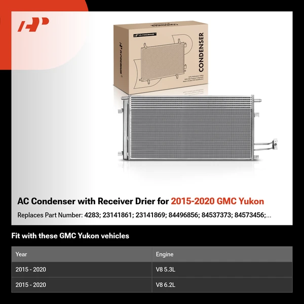 AC Condenser with Receiver Drier for 2015-2020 GMC Yukon