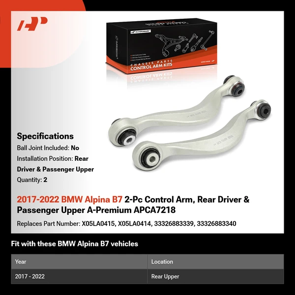 2017-2022 BMW Alpina B7 2-Pc Control Arm, Rear Driver & Passenger Upper A-Premium APCA7218