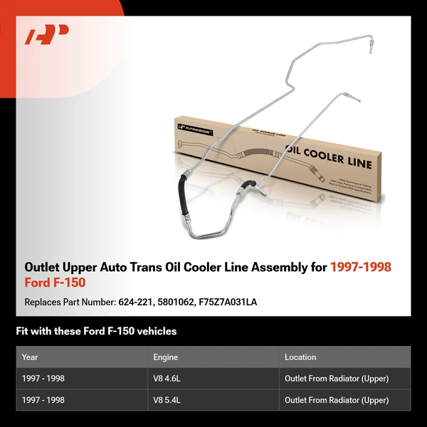 Outlet Upper Auto Trans Oil Cooler Line Assembly for 1997-1998 Ford F-150