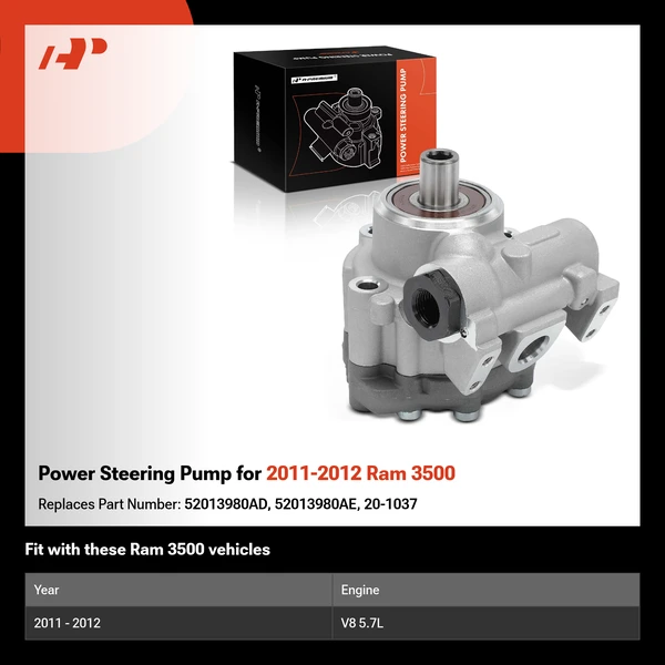 Power Steering Pump for 2011-2012 Ram 3500