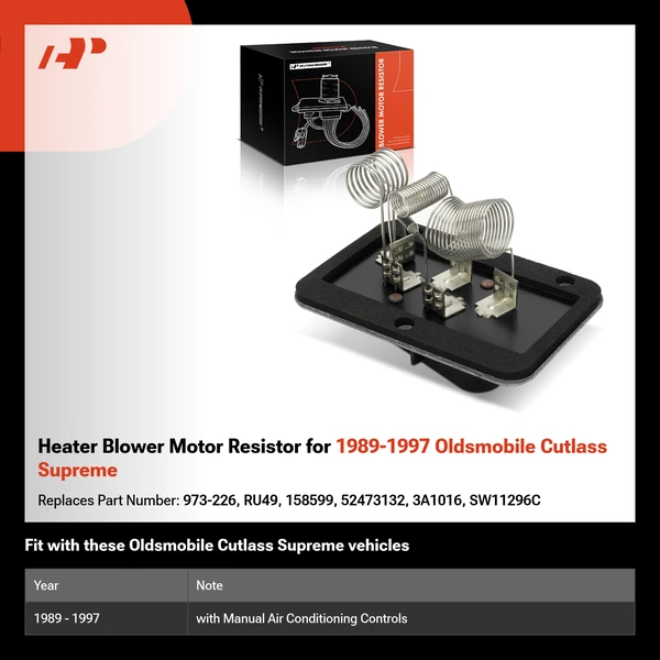 Heater Blower Motor Resistor for 1989-1997 Oldsmobile Cutlass Supreme