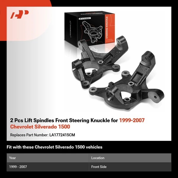 2 Pcs Lift Spindles Front Steering Knuckle for 1999-2007 Chevrolet Silverado 1500