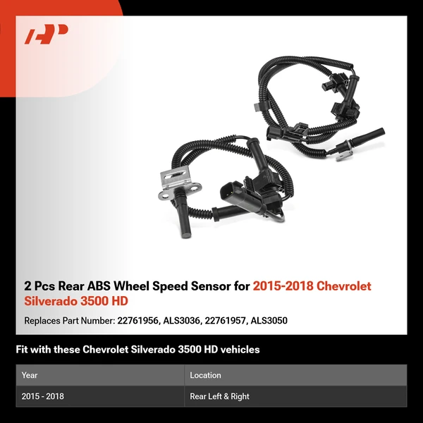 2 Pcs Rear ABS Wheel Speed Sensor for 2015-2018 Chevrolet Silverado 3500 HD