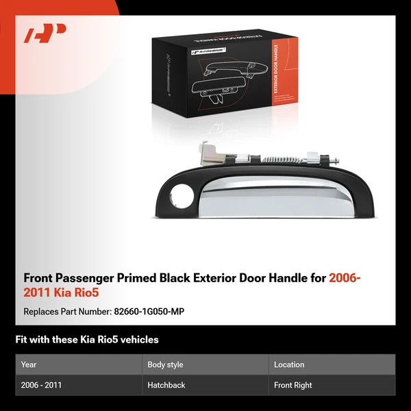 Front Passenger Primed Black Exterior Door Handle for 2006-2011 Kia Rio5