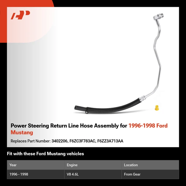 Power Steering Return Line Hose Assembly for 1996-1998 Ford Mustang