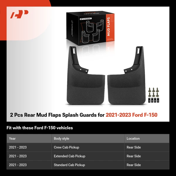 2 Pcs Rear Mud Flaps Splash Guards for 2021-2023 Ford F-150
