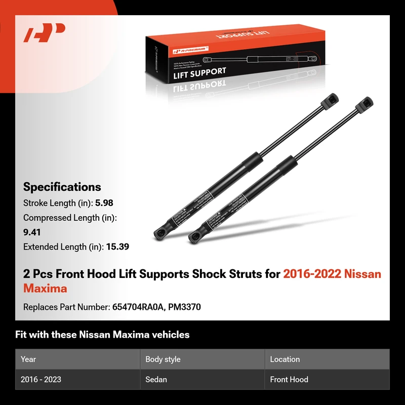 2 Pcs Front Hood Lift Supports Shock Struts for 2016-2022 Nissan Maxima