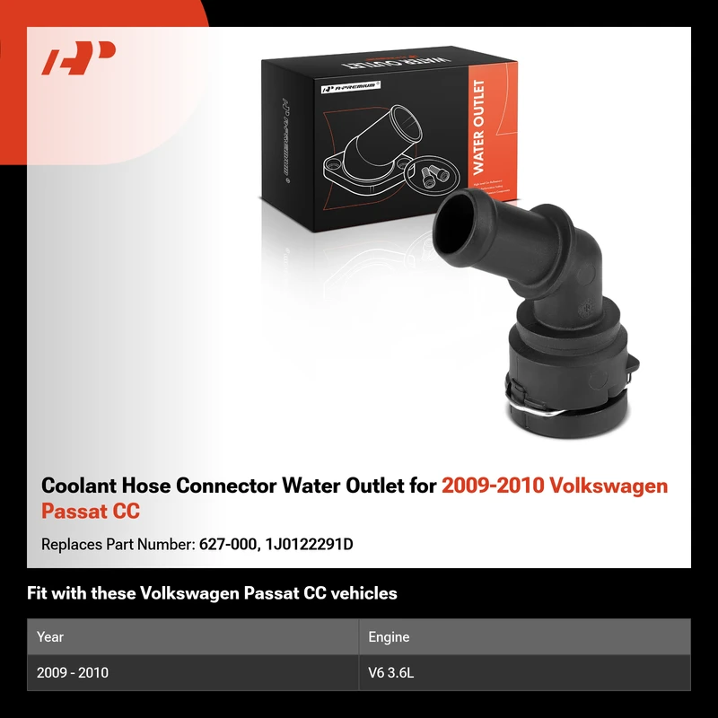 Coolant Hose Connector Water Outlet for 2009-2010 Volkswagen Passat CC