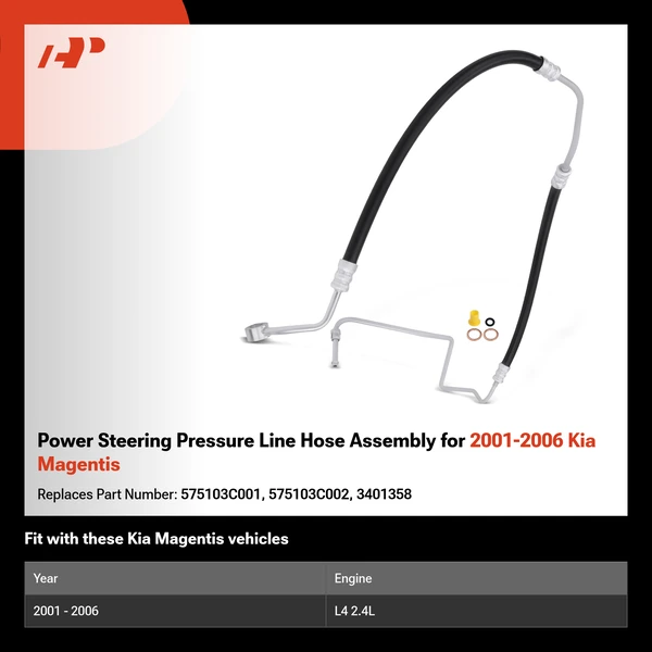 Power Steering Pressure Line Hose Assembly for 2001-2006 Kia Magentis