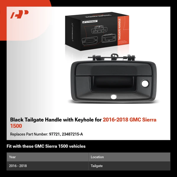 Black Tailgate Handle with Keyhole for 2016-2018 GMC Sierra 1500