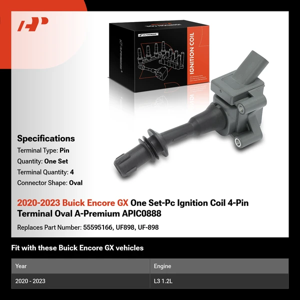 2020-2023 Buick Encore GX One Set-Pc Ignition Coil 4-Pin Terminal Oval A-Premium APIC0888