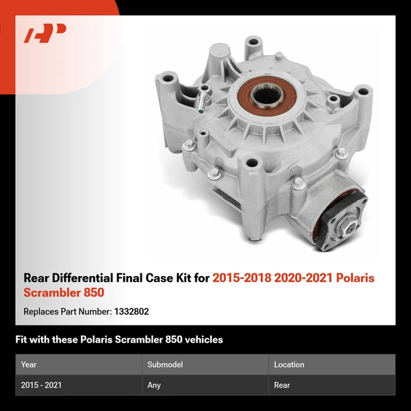 Rear Differential Final Case Kit for 2015-2018 2020-2021 Polaris Scrambler 850