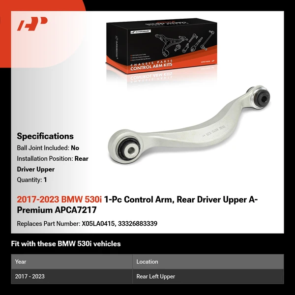 2017-2023 BMW 530i 1-Pc Control Arm, Rear Driver Upper A-Premium APCA7217
