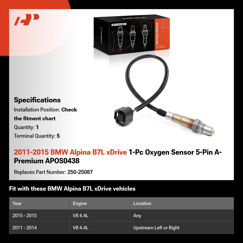 2011-2015 BMW Alpina B7L xDrive 1-Pc Oxygen Sensor 5-Pin A-Premium APOS0438
