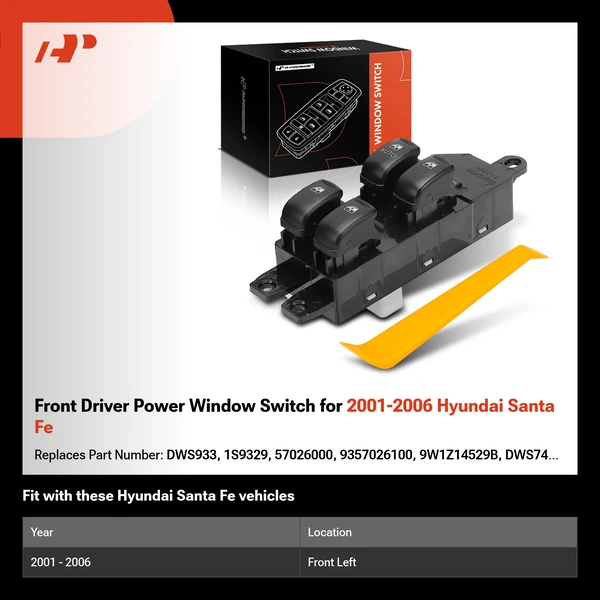 Front Driver Power Window Switch for 2001-2006 Hyundai Santa Fe