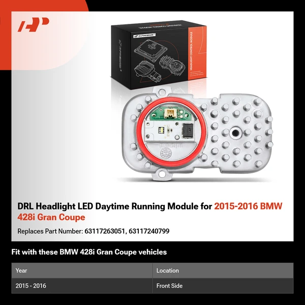 DRL Headlight LED Daytime Running Module for 2015-2016 BMW 428i Gran Coupe